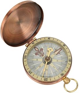 Alomejor Compass Portable Classic Vintage Retro Pocket Style Metal Copper Flip Cover Compass for Camping Hiking Boating