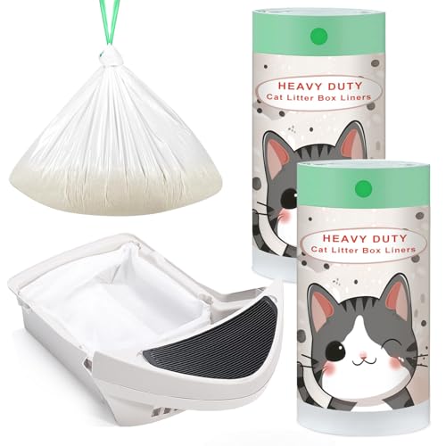 40 Count Cat Litter Box Liners and Bags for Automatic Cat Litter Boxes,Waterproof Easy Cleanup,Heavy Duty,Unscented,Hypoallergenic & Pet-Safe (Green)