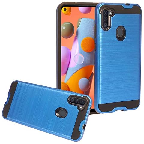 CELZEN - for Samsung Galaxy A11 (SM-A115) - Brushed Style Hybrid Phone Case - CS3 Blue Cover