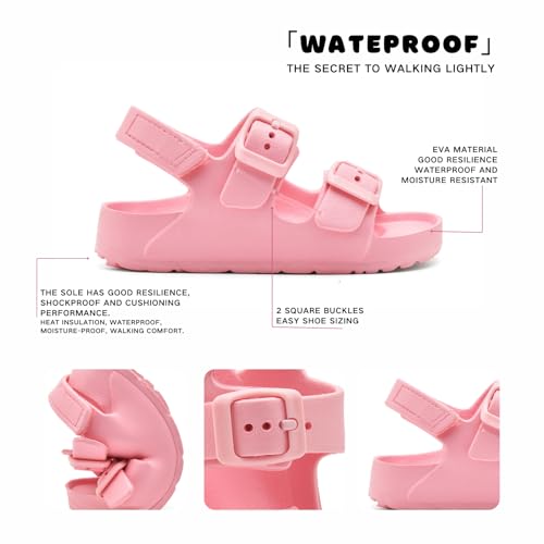 Image of Toddler Sandals Dual-Sized with Arch Support, Non-Slip EVA Buckle Water Shoes for Boys Girls, 5-12