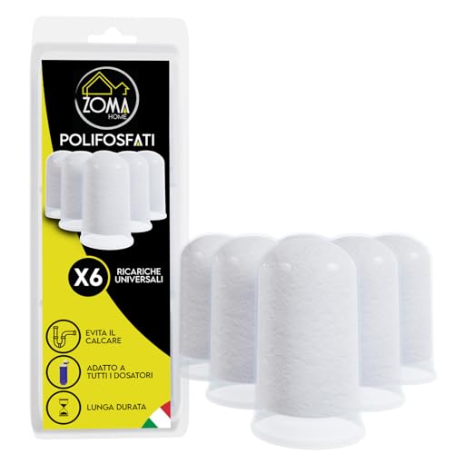ZOMAHOME Polifosfati per Caldaia Ricarica, Filtro Anticalcare per Caldaia Concentrato a Lunga Durata, Protegge Caldaie, Elettrodomestici, Lavatrice e Lavastoviglie, misura Universale (6 Ricariche)