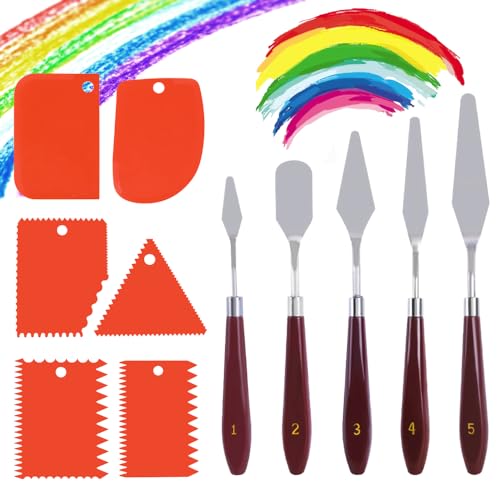 11-teiliges Spachtel Set Für Acrylmalerei - Palettenmesser & Zahnspachtel Für Strukturpaste