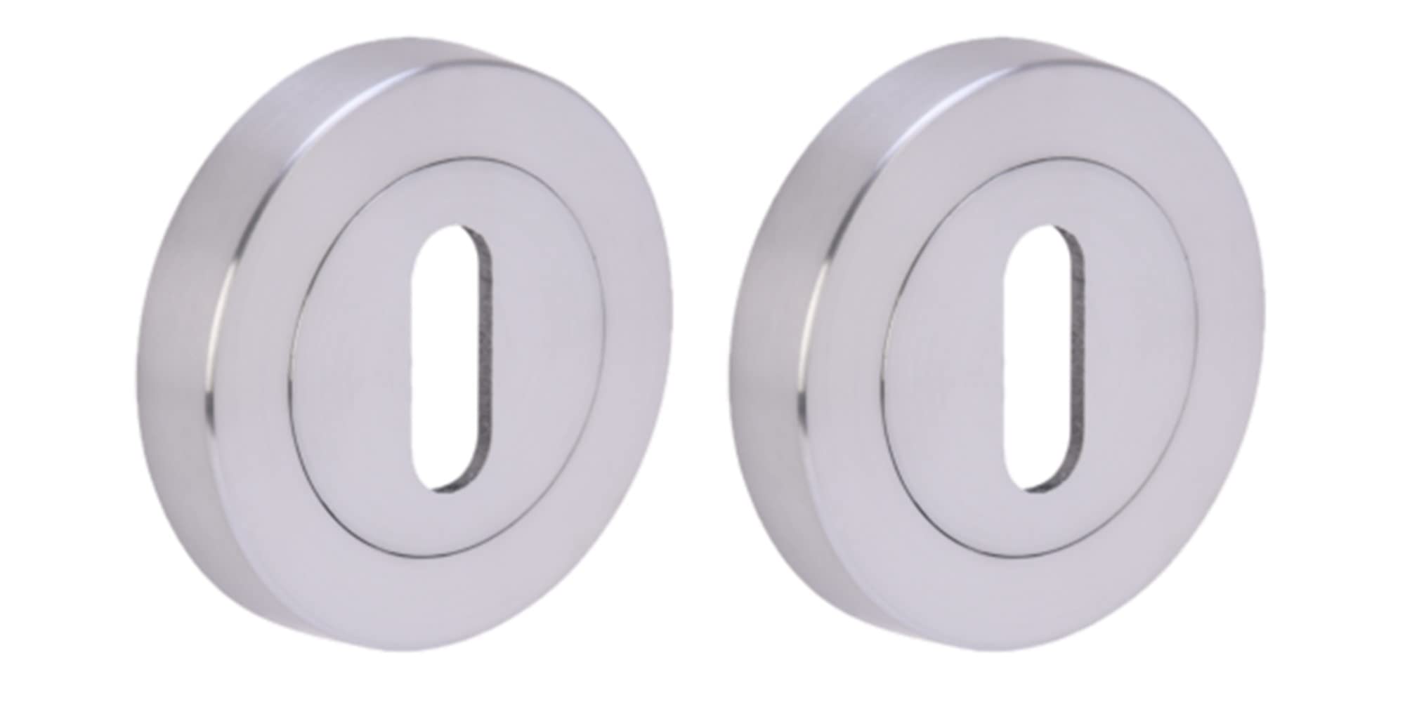 HANDLEZONE® 2 Pack Keyhole Door Lock Escutcheon Covers - Satin Chrome