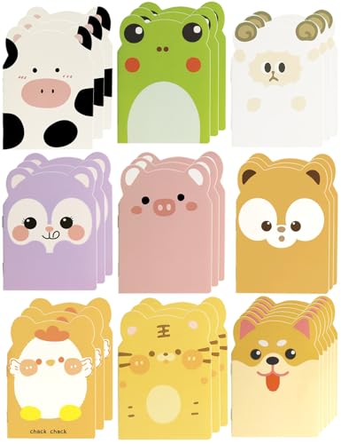 MAKIOTEKO 30 Packs Mini Animal Notebooks, Cute notebooks for kids Bulk Cartoon Frog Puppy Pig Chick Cow Notepad Themed Party Favors for School Christmas Supplies