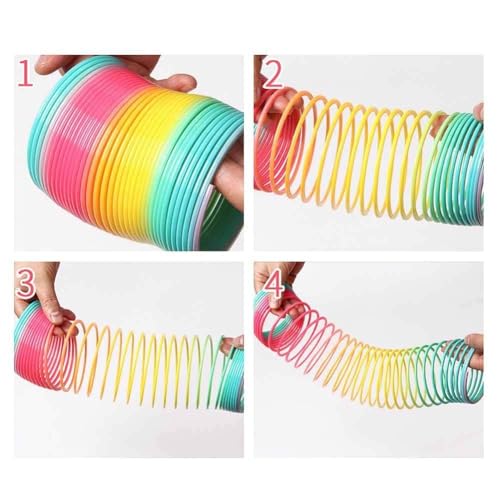 Rainbow Bouncy Magic Spring Toy | Sensory Toys for Kids & Adults | Stretchy Expandable Spring Toy | Birthday Return Gifts | Party Favors - Multicolor (Pack of 2)