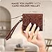 Toros Craft Handmade Wristlet Wallets for Women, Western Floral Leather Small Credit Card Holder with Zipper, Minimalist & Cute Coin Pouch, Genuine Leather, Dark Brown