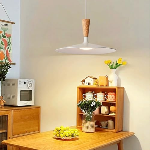 Lámpara colgante regulable led de un solo cabezal con detalles de madera 3