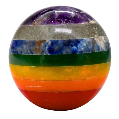 Image of Certified Chakra Crystal Ball for Meditation - Premium Crystal Vastu Items for Home and Feng Shui Items for Good Luck - Ideal for Pooja Supplies and Spiritual Practices (2 inch Inch)