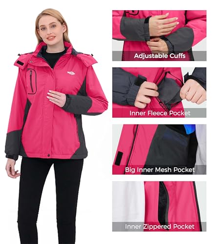 Image of Wantdo Women's Mountain Waterproof Ski Jacket Windproof Rain Jacket Winter Warm Hooded Coat