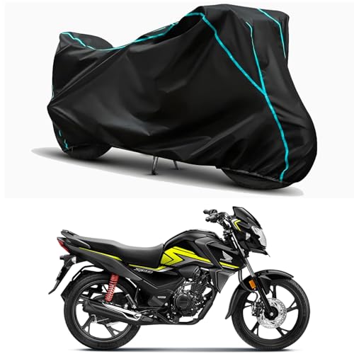 Image of Waterproof Bike Body Cover Compatible for | Honda SP 125 | Taffeta Fabric, Sky Piping Design, Bottom Elastic Fit | Dustproof, Sun UV & Rain Protection for All Weather.