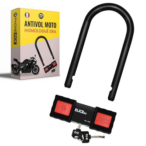 Antivol Moto SRA Ø18mm Type U - Antivol Moto homologué SRA en Acier Cémenté Conforme Aux Normes de Sécurité Française - Double Mécanisme de...