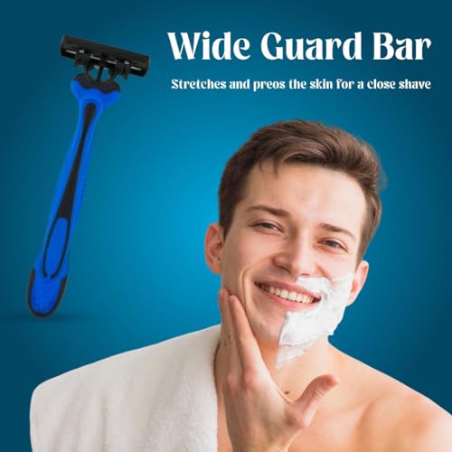 Image of WETELL Men's Disposable Razors with Triple Blade & Aloe Strip - 3 Pack | Pivoting Head for Smooth & Comfortable Shaving | Lubricating Strip for Skin Protection | Premium Manual Shavers for Men (WT201887)