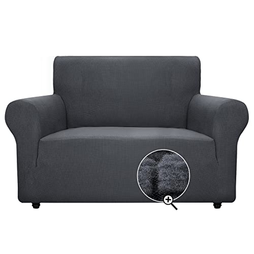 Znsayotx Super Stretch Couch Cover Love Seat Sofa Covers For Living Room Dogs Pet Friendly Furniture Protector Spandex Loveseat Slipcovers With Anti Slip Foam Sticks (Dark Grey, Loveseat) #TOP1