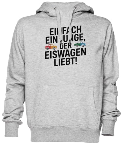 Sweat à capuche gris imprimé garçon et camion de glace jersey unisexe