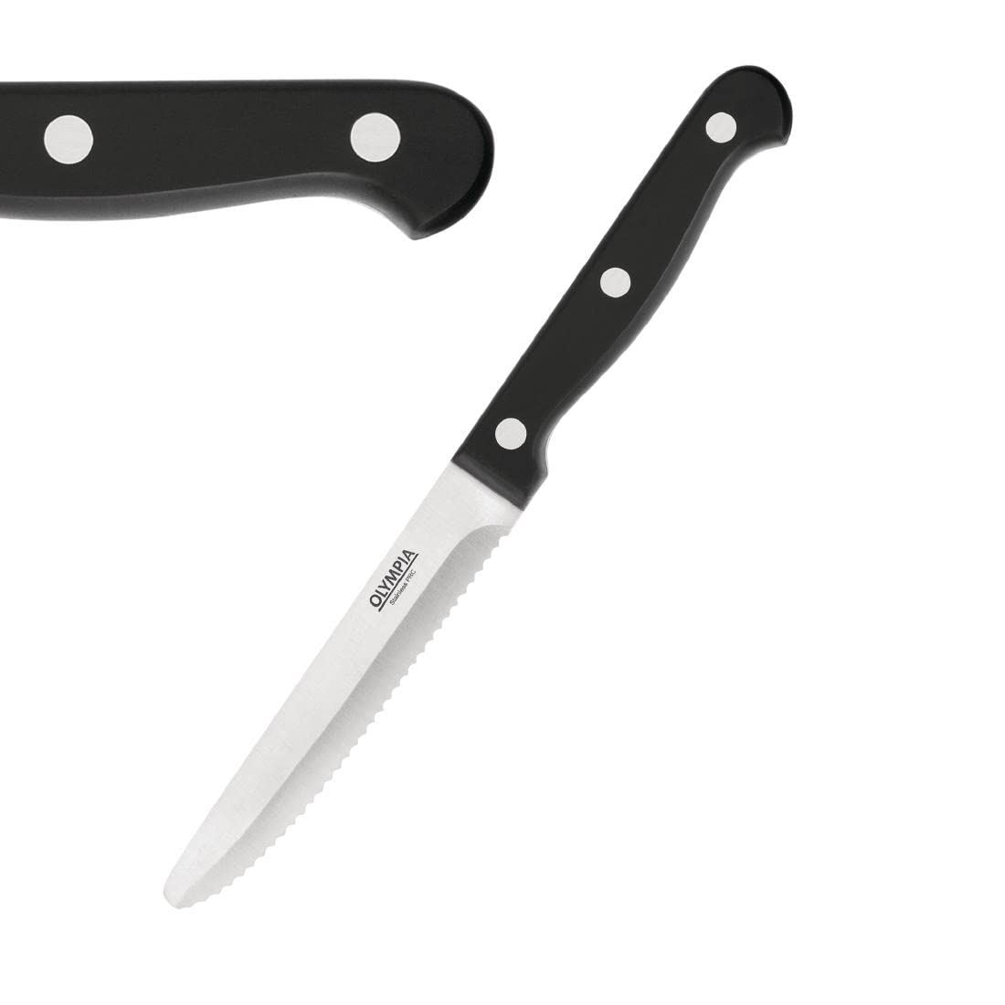 Olympia Lot de 12 couteaux à steak arrondis Noir 114 mm