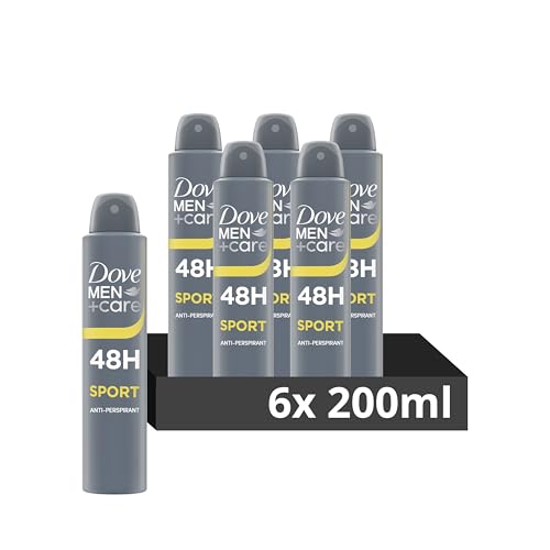 Dove Men+Care Sport Anti-Perspirant Aerosol Deodorant Spray with moisturising cream for 48 hour sweat and odour protection 6x 200 ml