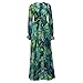 RKSTN Trendy Long Maxi Dress for Beach Long Sleeve Spring Dresses for Women 2025 Green Leaf Print Swing Dress Ball Gown