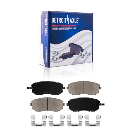 Image of Detroit Axle - Brake Kit for 2005-2006 Saab 9-2X, 2003-2007 Subaru Impreza 2004 Drilled & Slotted Disc Brake Rotors Ceramic Brakes Pads Front and Rear Replacement