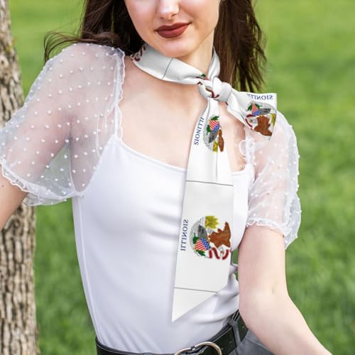 Illinois State Flag Print Scarf For Women Soft Silk-Like Scarves Silk Scarf Winter Scarf Clothing Accessories4