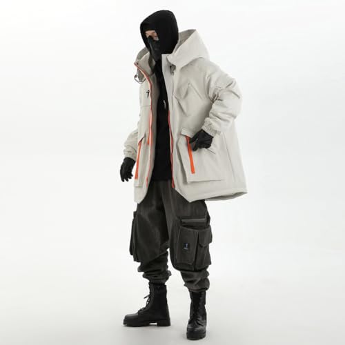 Men's Hooded Parka Jacket with Pockets Warm Streetwear Techwear4