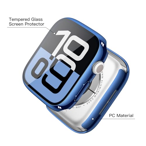 Image of Misxi Case with Screen Protector for 42mm Apple Watch Series 11 /10 | 2-Pack Cover with Tempered Glass for 11 /10, Scratch Resistant Sensitive Touch Protection, 1 Blue + 1 Transparent