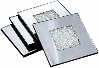 Glitter Coaster 4pc Square Sparkle Diamond Crush Glass Shimmer Coasters Set Table Mats Bar Coasters Tableware Decoration