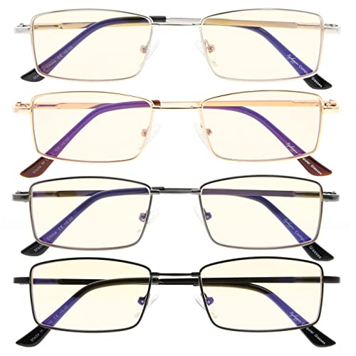Image of Eyekepper 4 Pack Reading Glasses Blue Light Blocking Memory Titanium Bridge Computer Readers