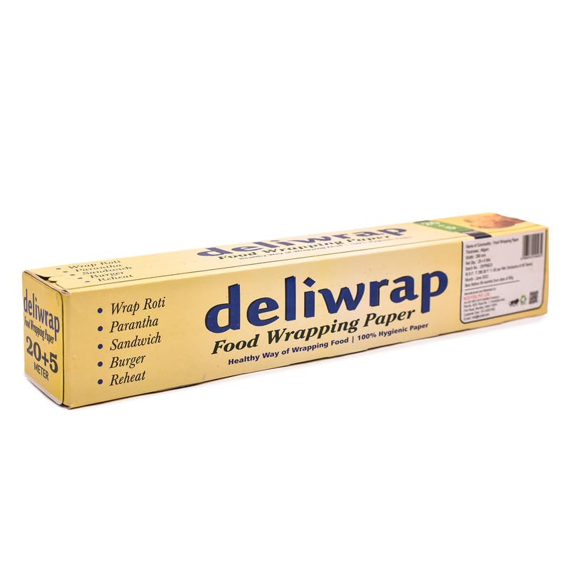 deliwrap Food Wrapping Paper 20+5 Mtr | Food Wrapping, Packing, Reheating, Storing and Serving (Pack of 1)