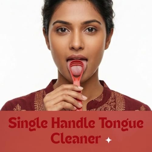 Image of MAXI Handle Tongue Cleaner for Adults & Kids with Travel Case | BPA Free, Multicolor Plastic Tongue Scraper for Oral Hygiene, Removes Bad Breath & Bacteria, Easy Grip Handle (Pack of 6)