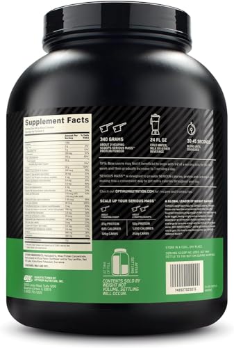 Image of Optimum Nutrition Serious Mass Weight Gainer Protein Powder, Strawberry, 6 Pound (Pack of 4)