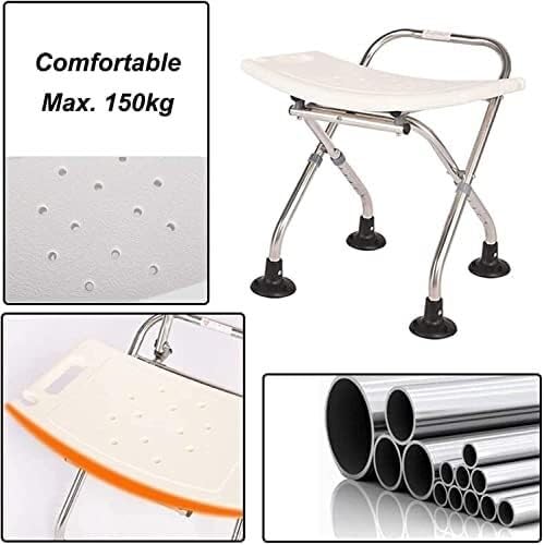 Asiento de Ducha Plegable, Asistente de baño portátil, Asiento de bañera for discapacitados con Respaldo, Banco de baño, Silla de Ducha de Altura Ajustable, Taburete