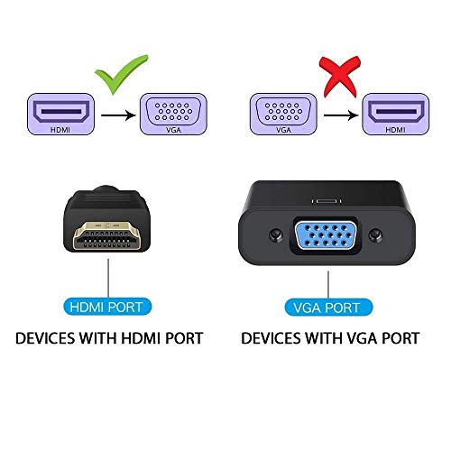Image of BigPlayer HDMI to VGA Adapter Cable - HDMI Male to VGA Female Video Converter for Monitor, Projector, Display, Compatible with Laptop, PC, TV Box, Graphics Card, Plug and Play (Black)