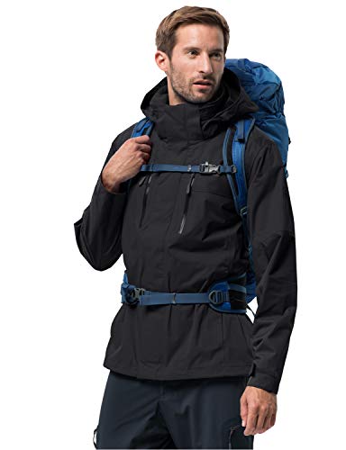 Jack Wolfskin Men's Jasper flex Men's Waterproof Jacket with Short-System-Zip, Black, Small