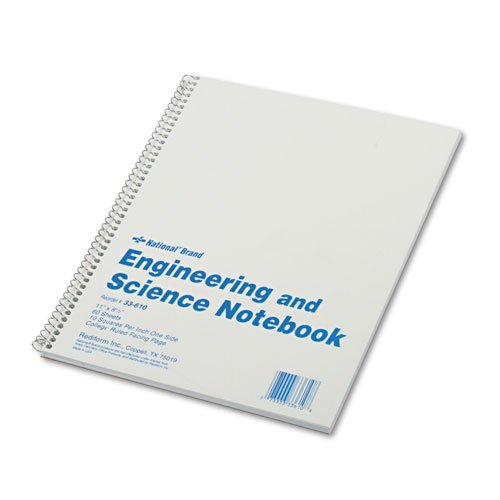 Cuaderno de Ingeniería y Ciencia, Regla Universitaria, 11 x 8 1/2, blanco, 60 hojas
