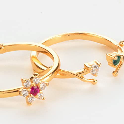 Image of Shaya | 925 Silver| BOGO Offer |The Precious One 7 Stone Stackable Rings in Gold Plated | Gifts for Womens & Girls