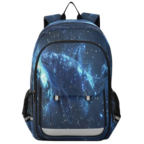 Sac à dos d'école transparent bleu ciel à motif orque et étoiles pour garçons