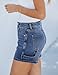 Luvamia Women's Fashion Jean Shorts - Stretchy High Waisted Denim Shorts in Nightfall Blue, Fits Size 8-10