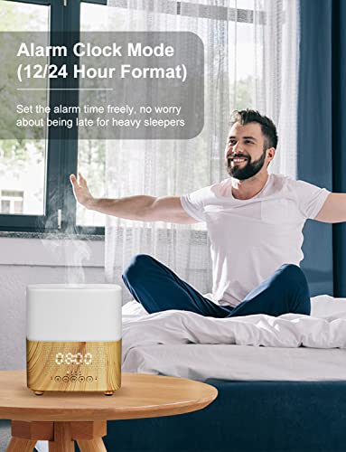Lovaroma 300Ml Essential Oil Diffuser With Bluetooth Speaker, Digital Alarm Clock, 7 Color Ambient Light, Timer (1/3/5H), Auto-Off Feature - Aroma Mist Humidifier For Large Room, Office, Yoga #TOP3