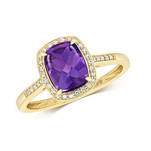 Bague or jaune diamant améthyste WJS14849 : exprimez votre style et votre personnalité unique