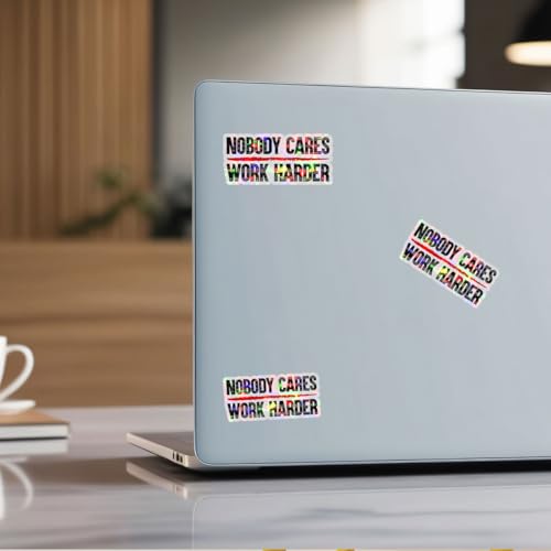 Image of 3 Pcs Nobody Cares Work Harder Sticker, Workout Gym Motivational Adulting is Hard Stickers, Truck Sarcastic Work Stickers - Vinyl Stickers for Water Bottles Laptop Phone Car (Hologram, 3 inch)