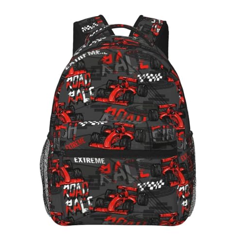 Car Racing Backpack Large Capacity Lightweight Casual Travel Sports Backpack 11.4X7.8X15.7 inch