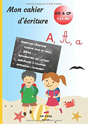 Cahier D'Écriture Serpodile MS/GS - Méthode Ludique Majuscules Bâtons Pour Enfants Dyslexie, Dyspraxie Et Dysgraphie