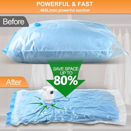 Image of Electric Pump for Vacuum Storage Bags, 55W 5000PA Portable Travel Vacuum Pump for Various Vacuum Seal Bags, Space Saver Vacuum Storage Bag Pump for Compression Clothing, Blanket, Luggage, White