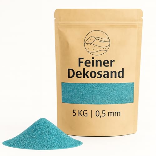 Sable décoratif turquoise pour décoration colorée – 5 kg de petites pierres décoratives Ø 0,5 mm pour verres, vases