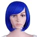 MapofBeauty 12"/30cm Short Straight Diagonal Bangs Wig (Navy Blue)