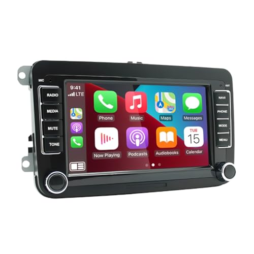7 Pouces Autoradio pour VW Golf MK6 2010,2011,2012,V 2006,Plus MK5 2004-2008,Tiguan 2007-2016 mit Wireless CarPlay Android Auto 2 DIN écran Tactile GPS Navi Bluetooth WiFi FM/RDS SWC Android 13 2+32G