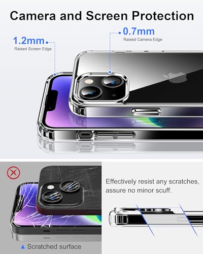Image of HOOMIL Case for iPhone 14 Plus 6.7-Inch, Non-Yellowing, Drop Protection, Anti-Scratch Transparent Hard Back Phone Cover - Black Clear