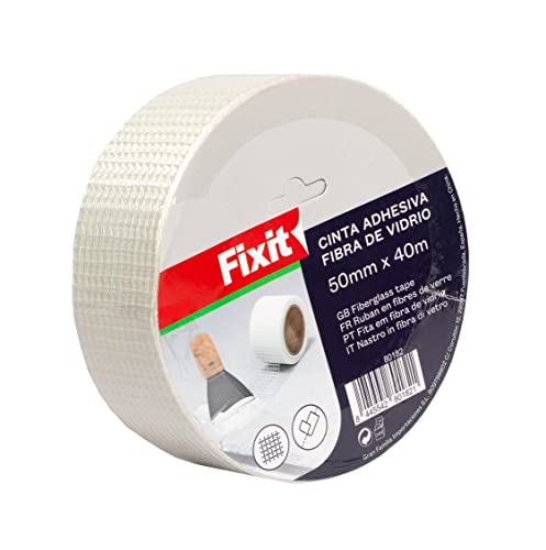 BRICOMIRAS - Cinta Adhesiva Fibra Vidrio para Juntas | Resistente, Duradera | Ideal Pladur, Paredes Agrietadas, Reparación Estructuras | Fácil Uso, 50mm X 40m