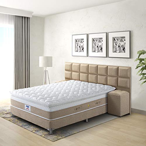 Image of peps Vivah Restonic 12 Inch Queen Size Pocket Spring Mattress (84X60 Inches) with Body Sense Memory Foam Top | Cooling Fabric | Zero Disturbance | Hypoallergenic Euro Pillow Top | BIS Certified