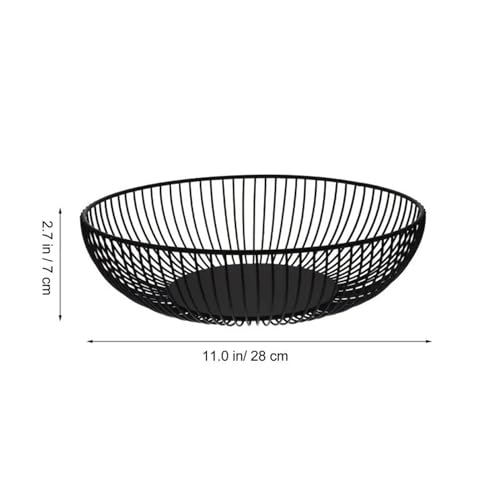 Frutero de cocina moderno con cesta de alambre de hierro negro 2